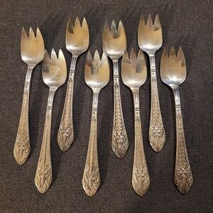 1847 Rogers Brothers Marquis Pattern Silver Plated Ice Cream Forks Set Of 8